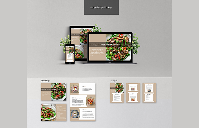 Image of UI UX Recipe Design MockUp for all devices